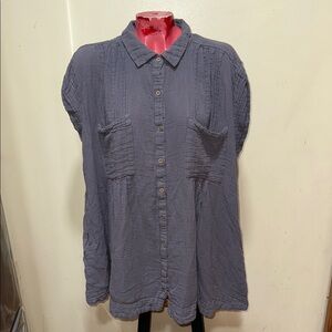 Free People Gray Button-Up Tunic